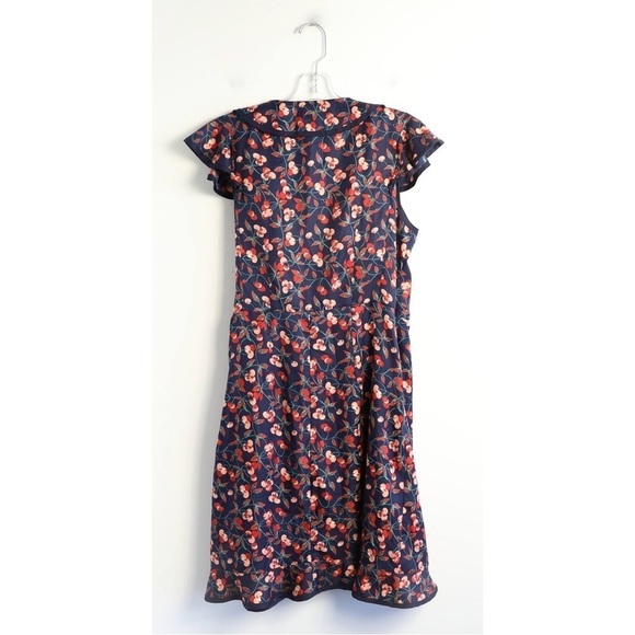 Hi There Karen Walker Anthropologie Cherry wrap dress navy 6 fruit print berry M - Picture 3 of 11
